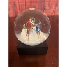 CoolSnowGlobes Skiers Snow Globe With Black Base Christmas decor 2021 winter