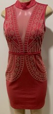 New Ipona sexy coral stud color lace bodycon short above knee elegant dress-SM