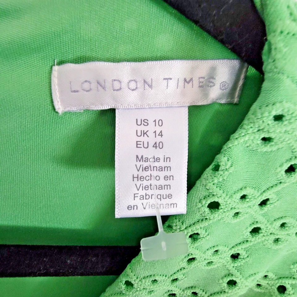 Vestido envolvente con ojales verdes para mujer London Times - ¡Talla 10 nuevo con etiquetas!-- #4141 Foto 3 de 4