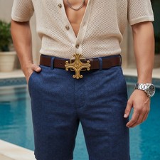 Unisex Fashion Belt Buckle Dark Gold Metal Jeremiah Cross S. Maurice Religious