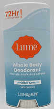 1 Pk: Lume Whole Body Deodorant Invisible Cream Smooth Solid UNSCENTED