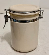 White 6" X 4" Ceramic Kitchen Storage Canister With Locking Sealed Lid