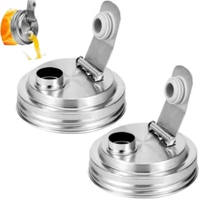 Mason Jar Wide Mouth Lid Stainless Steel Pour Spout Flip Cap,Mason silver 