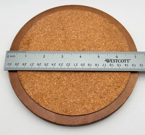 Vintage Round Standard Specialty Japan MCM Wood Cork Board Trivets Set of 3 image 2