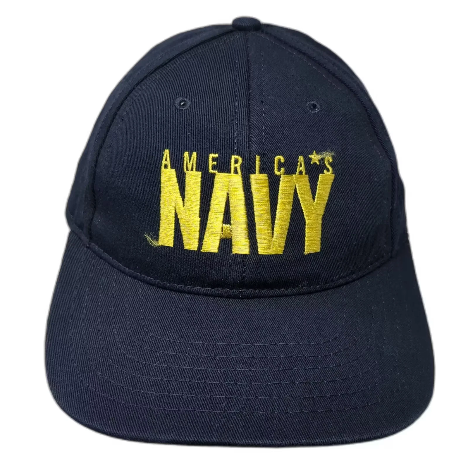 America's Navy Blue Baseball Cap Yellow Embroidered Strapback OS Hat Adjustable