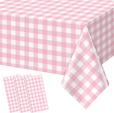 3pcs 54X108inch Pink Checkered Tablecloth,Pink Gingham Tablecloths Buffalo Plaid