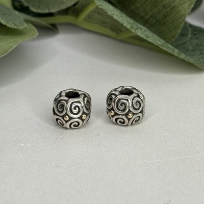 Pandora Elemental Flow Clip Charm Sterling Silver And Gold Set Of Two
