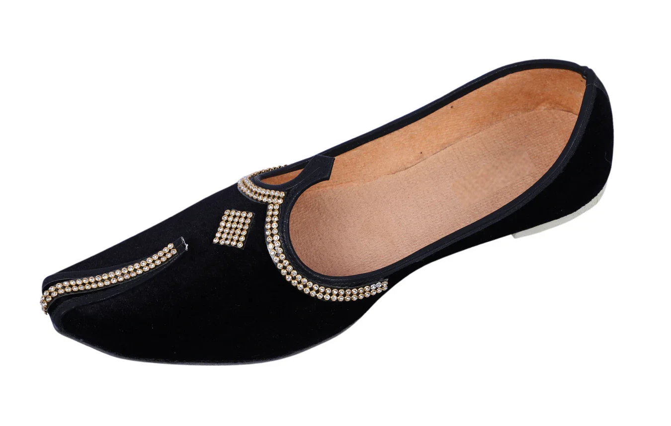 Men's Mojari Jutti Khussa Wedding Flip Flop Ethnic Shoes Black US 8-12