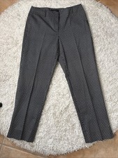 Talbots Womens Size 10 Black White Geometric Flat Front Pants Stretch Cotton