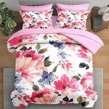 Comforter Set Size, Flower Floral Leaf 7 Pcs Bedding for Kids Full Lnk Flowers
