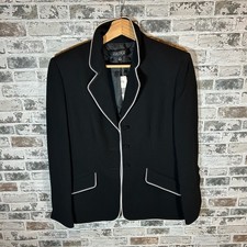 Kasper Spectator Blazer Womens 6 Black Ivory Contrast Piping 3 Button PDA30C016