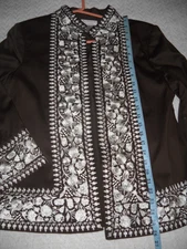 Victor Costa Occasion Silver Embroidered Brown Jacket, Medium