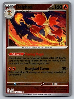 Delphox 013/086 Rare ME04: Chaos Rising Pokemon Reverse Holo Near