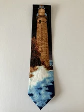Steven Harris Men's Necktie Tie Polyester Jacquard Lighthouse Waves Water 58"