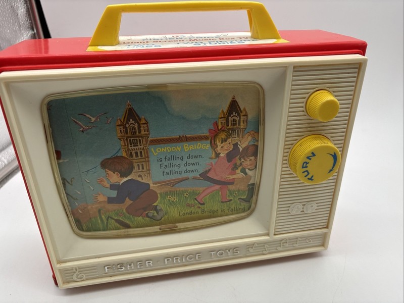 Vtg 1964 Fisher Price # 114 Giant Screen Music Box TV Works Tested 