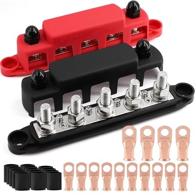 300A Bus Bar 5 Post 12V-48V DC Power Distribution Block,5 * 3/8''(M10) Battery...