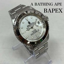 A Bathing Ape BAPEX Explorer Auto Analog Uhr Herren Gebraucht Silber 3cm...