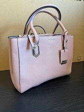 Carvela Pink Pebbled Faux Leather Satchel Handbag, Zip, Detachable Strap