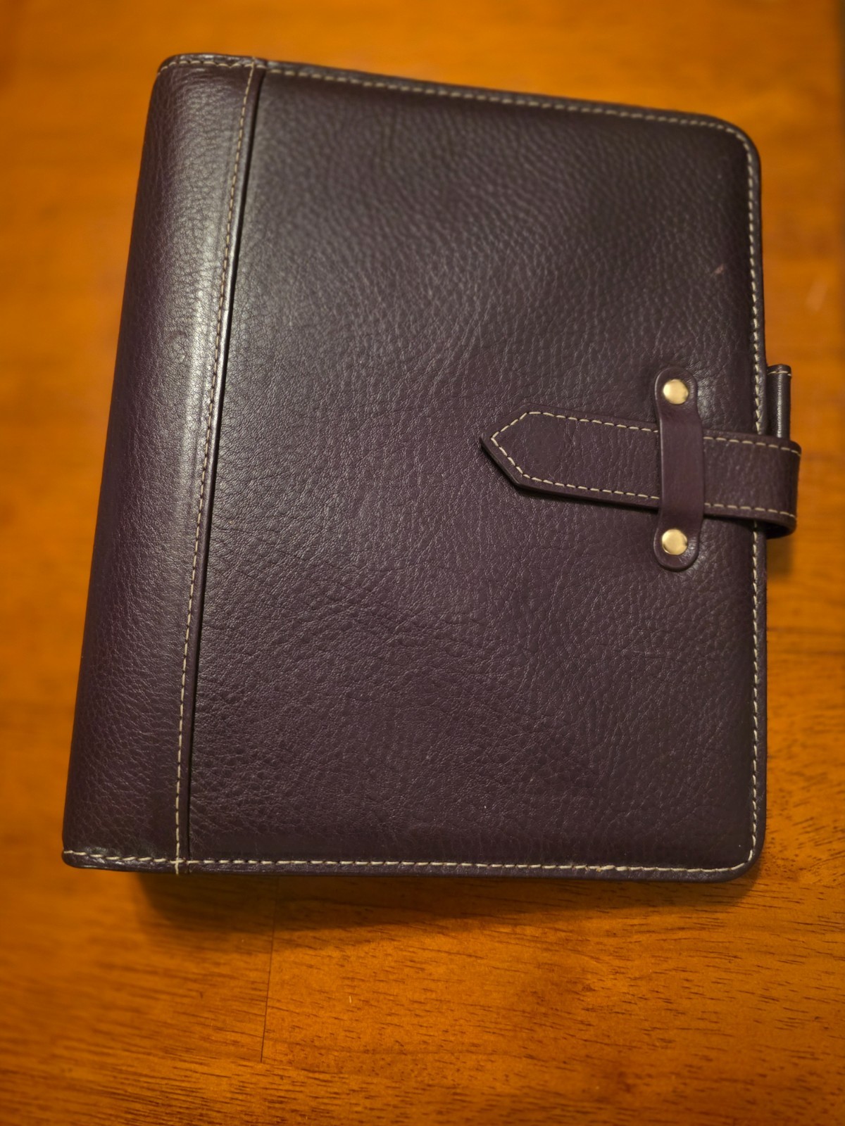 Classic Franklin Covey Vintage Aurora Leather Classic Purple Plumeria 1.5