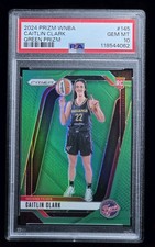 2024 Panini Prizm Caitlin Clark Green Prizm Rookie Card #145 PSA 10 GEM MINT. rookie card picture