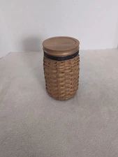 Longaberger  Blue Ribbon Pride Bank Basket  & Slotted Wood Craft Lid Protector