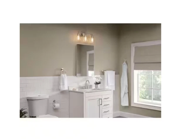 Hampton Bay Wakefield 22,5 pulgadas 3 luces cromo tocador industrial kit de 4 piezas Foto 2 de 4