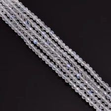 Natural Rainbow Moonstone Gemstone Round Faceted Beads 3 mm Strand 12.5" UGB-236