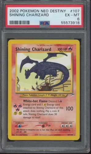 2002 Pokémon Neo Destiny #107 Shining Charizard EX-MT PSA 6