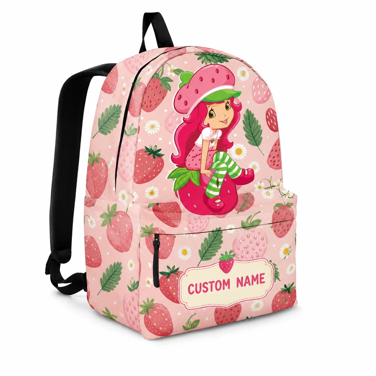 Personalized Strawberry Fairy Backpack Custom Name Kids School Travel Bag
