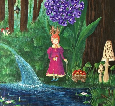 Original Acrylic Painting 8 x8  On Canvas Board  Magic Forest  Selling By Artist