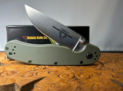 Ontario RAT II Linerlock Folding Knife 3'' D2 Tool Steel Blade Green Nylon NIB
