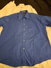 Calvin Klein Shirt Mens L Blue Long Sleeve Button Down Solid With Pocket