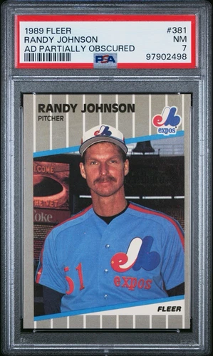 1989 Fleer #381 Randy Johnson Ad Partially Obscured Rookie RC PSA 7