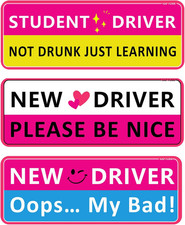 Student Driver Magnet for Car, 3Pcs Funny New Driver Magnet Sticker for Car, Cut