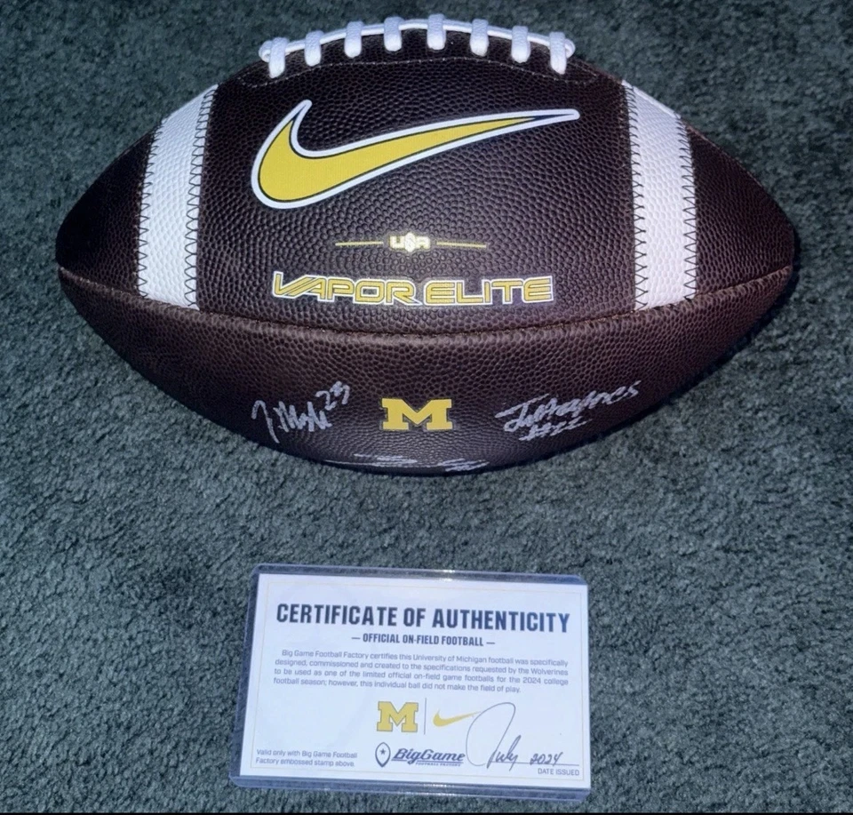 University of Michigan signed team issued football Jordan Marshall Haynes marsh - Image 2 of 2