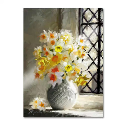 24 In. X 18 In. ''Daffodils at Window'' by the Macneil Studio Printed Canvas Wall 