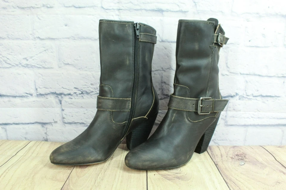 Corso Como черная кожа середины икры Somers мотоциклетные ботинки стороны молнии размер 7 M - Изображение 2 из 4