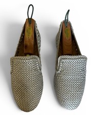 Birdies The Starling Silver Woven Vegan Leather Flats Loafers Women Size US 8M