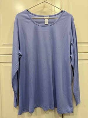 Vicki Wayne Womens Light Blue Long Sleeve Top 3X Polyester