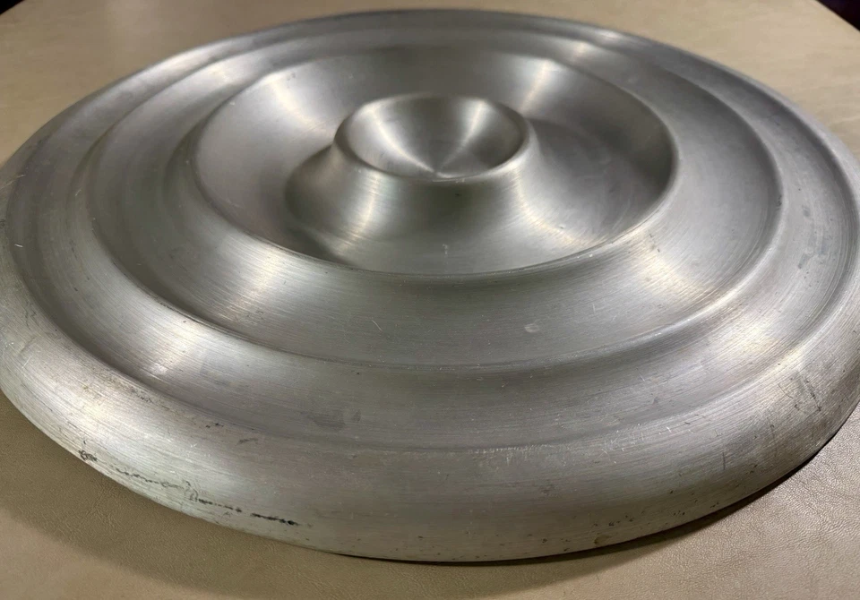 Vintage Russel Wright Spun Aluminum Relish Rosette Appetizer 21" Serving Tray - Image 3 of 4