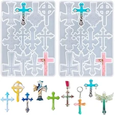 Cross Silicone Resin Molds,2 Pcs Epoxy Resin Cross Mold Polymer Clay Molds for K