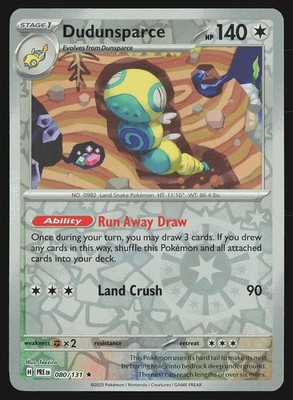 SV: Prismatic Evolutions Dudunsparce #080/131 Reverse Holo Pokemon Card