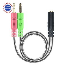 Headphone Splitter 3.5mm TRRS Female to Dual TRS Male Adapter Cable 8inch MillSO