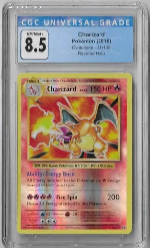 CGC 8.5 NM/Mint+ Charizard 11/108 Reverse Holo Evolutions 2016 Pokemon TCG