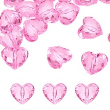 20pack Acrylic Heart Beads 30x28mm Heart Shape Craft Loose Crystals Gems Pink