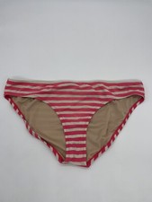 J Crew Striped Hipster Bikini Bottoms Ivory Red H7605 Size L