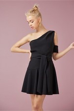 Finders Keepers Black Oblivion Mini Dress One Shoulder Cutout Size small
