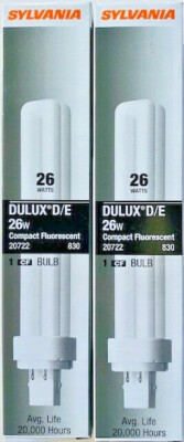 (2-Pack) Sylvania CF26DD/E/830/ECO 26-Watt Fluorescent Lamp Bulb 4-Pin 3000K