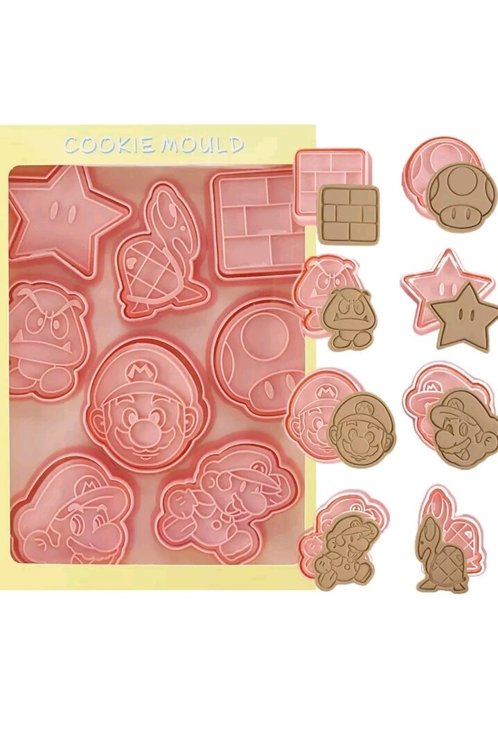 Super Mario Bros Cookie Cutters Baking Stencil Mould Set of 6 NEW eBay