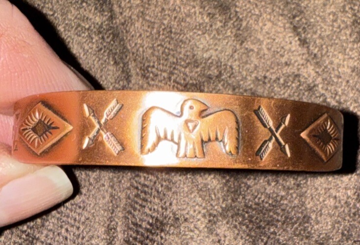 Solid Copper Bracelet Arrows birds Feathers - image 1